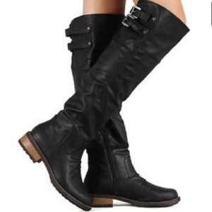 Long Black Leather Boots